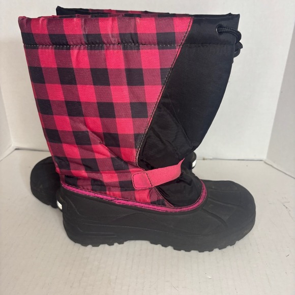 Columbia Powderbug Kids Size 5 Pink & Black Plaid Waterproof Snow Boot - Picture 5 of 8